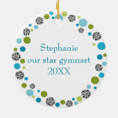 Star Gymnast in Aqua en Green Personalized Keramisch Ornament (Achterkant)