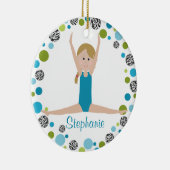 Star Gymnast in Aqua en Green Personalized Keramisch Ornament (Rechts)