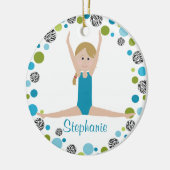 Star Gymnast in Aqua en Green Personalized Keramisch Ornament (Links)
