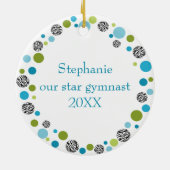 Star Gymnast in Aqua en Green Personalized Keramisch Ornament (Achterkant)
