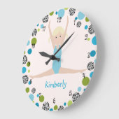 Star Gymnast in Aqua en Green Wall Clock Grote Klok (Hoek)