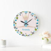 Star Gymnast in Aqua en Green Wall Clock Grote Klok (Huis)
