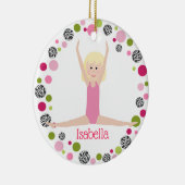 Star Gymnast in Pinks Gepersonaliseerd Keramisch Ornament (Rechts)