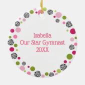 Star Gymnast in Pinks Gepersonaliseerd Keramisch Ornament (Achterkant)