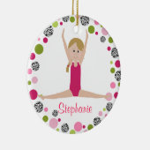 Star Gymnast in Pinks Personalized Keramisch Ornament (Rechts)