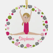 Star Gymnast in Pinks Personalized Keramisch Ornament (Voorkant)
