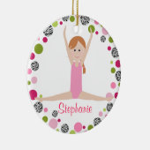 Star Gymnast in Pinks Personalized Keramisch Ornament (Rechts)