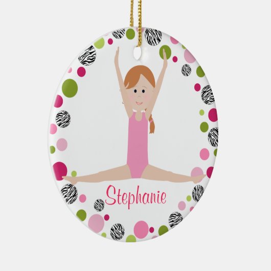 Star Gymnast in Pinks Personalized Keramisch Ornament (Rechts)