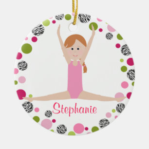 Star Gymnast in Pinks Personalized Keramisch Ornament