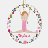Star Gymnast in Pinks Personalized Keramisch Ornament (Links)