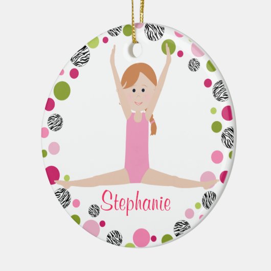 Star Gymnast in Pinks Personalized Keramisch Ornament (Links)