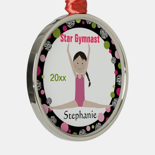 Star Gymnast Keepomwille Pink en Green Metalen Ornament (Rechts)