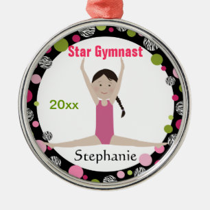 Star Gymnast Keepomwille Pink en Green Metalen Ornament