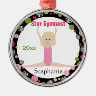 Star Gymnast Keepomwille Pink en Green Metalen Ornament