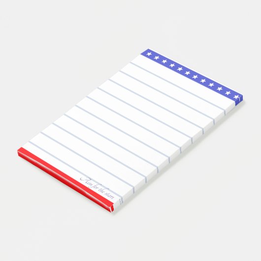 Star Header op Blauw Rood & Wit Gelijnd Post-it® Notes (Schuin)