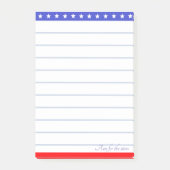 Star Header op Blauw Rood & Wit Gelijnd Post-it® Notes (Voorkant)