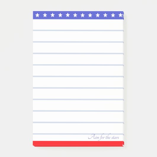 Star Header op Blauw Rood & Wit Gelijnd Post-it® Notes (Voorkant)
