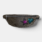 Star Heart Patches Zwart-wit Glitter Luxe Heuptasje (Liggend)