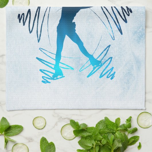 Star ice Skater Towel blade gradiënt blauw Theedoek (Gevouwen)