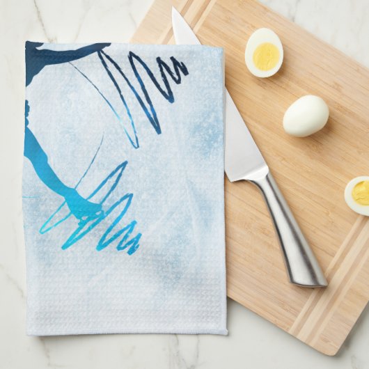 Star ice Skater Towel blade gradiënt blauw Theedoek (Quarter Fold)