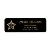 Star in Black en Faux Gold Retour Adreslabels Etiket (Voorkant)