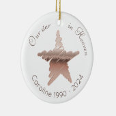 Star in Heaven Remembrance roos gouden ster wit Keramisch Ornament (Rechts)