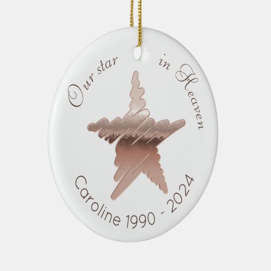 Star in Heaven Remembrance roos gouden ster wit Keramisch Ornament (Rechts)