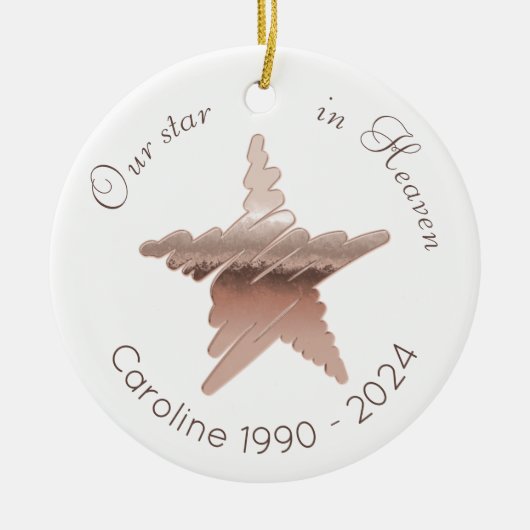 Star in Heaven Remembrance roos gouden ster wit Keramisch Ornament (Voorkant)