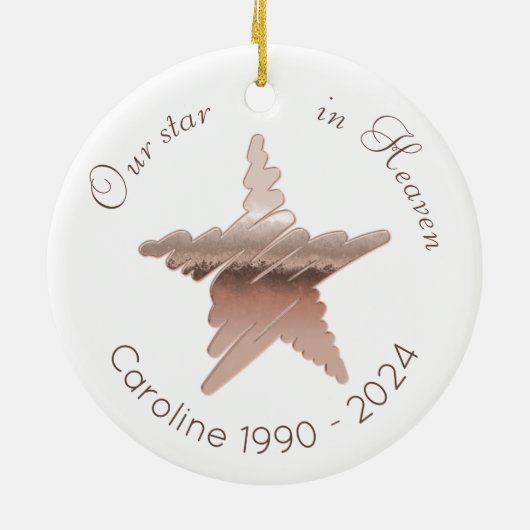 Star in Heaven Remembrance roos gouden ster wit Keramisch Ornament (Achterkant)