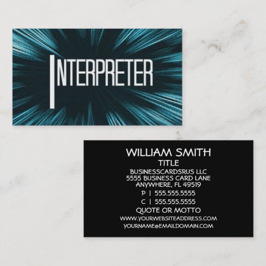 Star Interpreter-Visitekaartje Visitekaartje (Voorkant / Achterkant)