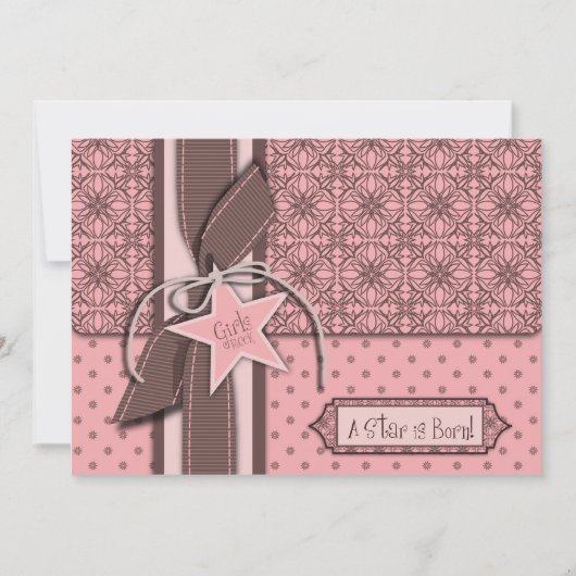 Star is Born Girl Baby shower Invitation Kaart (Voorkant)