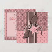 Star is Born Girl Baby shower Invitation Square Kaart (Voorkant / Achterkant)
