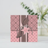 Star is Born Girl Baby shower Invitation Square Kaart (Staand voorkant)