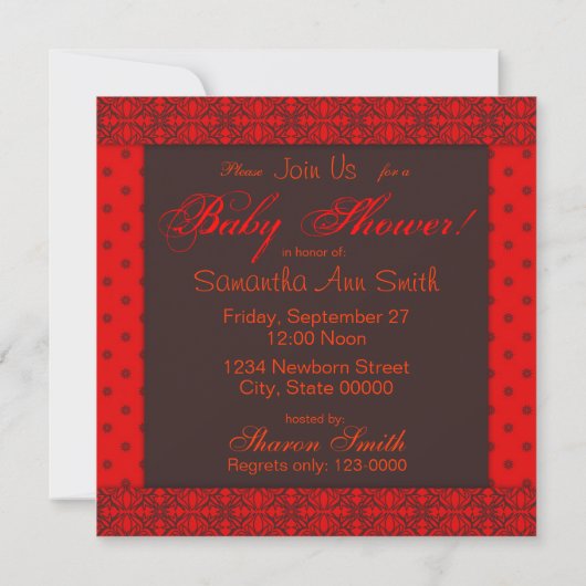 Star is Born Red Baby shower Invitation Square Kaart (Achterkant)