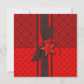 Star is Born Red Baby shower Invitation Square Kaart (Voorkant)