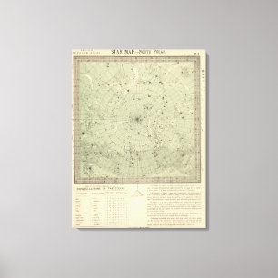 Star-kaart van het noordelijke poolgebied canvas afdruk