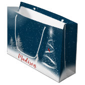 Star-kerstboom en Bunny Large Gift Bag Groot Cadeauzakje (Voorkant Gekanteld)