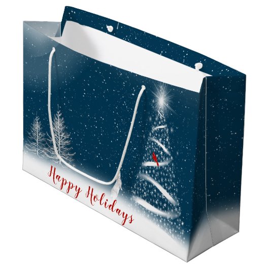 Star-kerstboom en Bunny Large Gift Bag Groot Cadeauzakje (Voorkant Gekanteld)