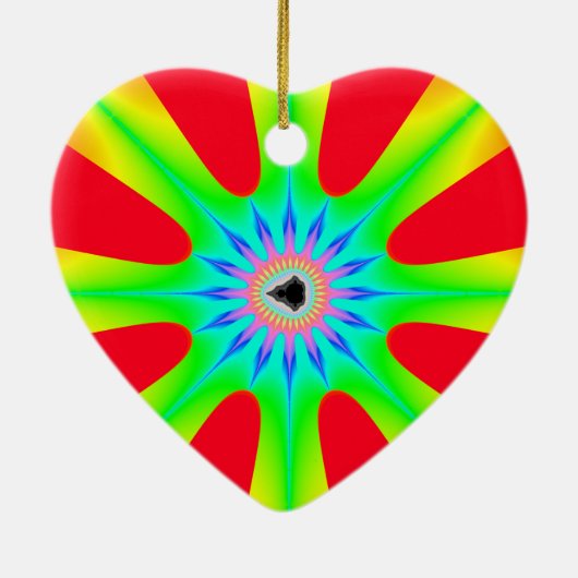 Star Kerstfractal Keramisch Ornament (Achterkant)