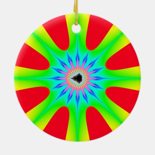 Star Kerstfractal Keramisch Ornament (Achterkant)