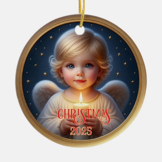 Star-Kissed Angel Child with Candle Ornament (Voorkant)