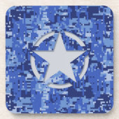 Star Label Decal Navy Blue Camo Bier Onderzetter (Voorkant)