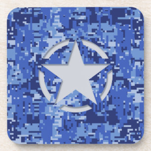Star Label Decal Navy Blue Camo Bier Onderzetter