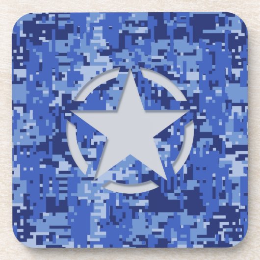 Star Label Decal Navy Blue Camo Bier Onderzetter (Voorkant)