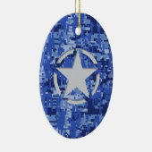 Star Label Decal Navy Blue Camo Keramisch Ornament (Rechts)