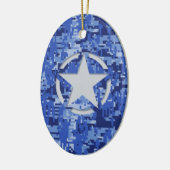 Star Label Decal Navy Blue Camo Keramisch Ornament (Links)