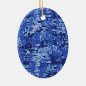 Star Label Decal Navy Blue Camo Keramisch Ornament (Achterkant)