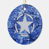 Star Label Decal Navy Blue Camo Keramisch Ornament (Links)