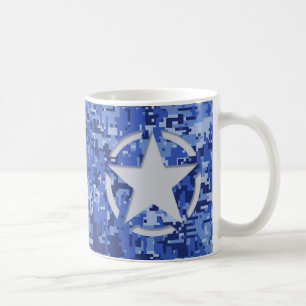 Star Label Decal Navy Blue Camo Koffiemok