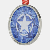 Star Label Decal Navy Blue Camo Metalen Ornament (Links)
